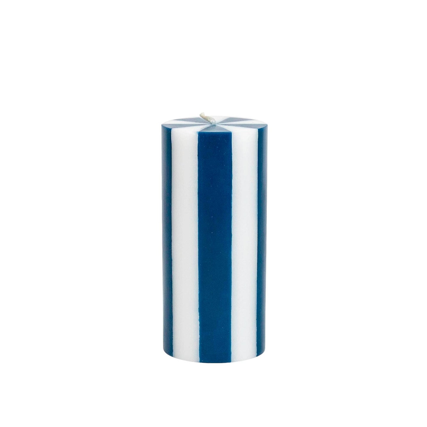 Stripe Pillar Candle - Medium (DENIM BLUE/ WHITE)