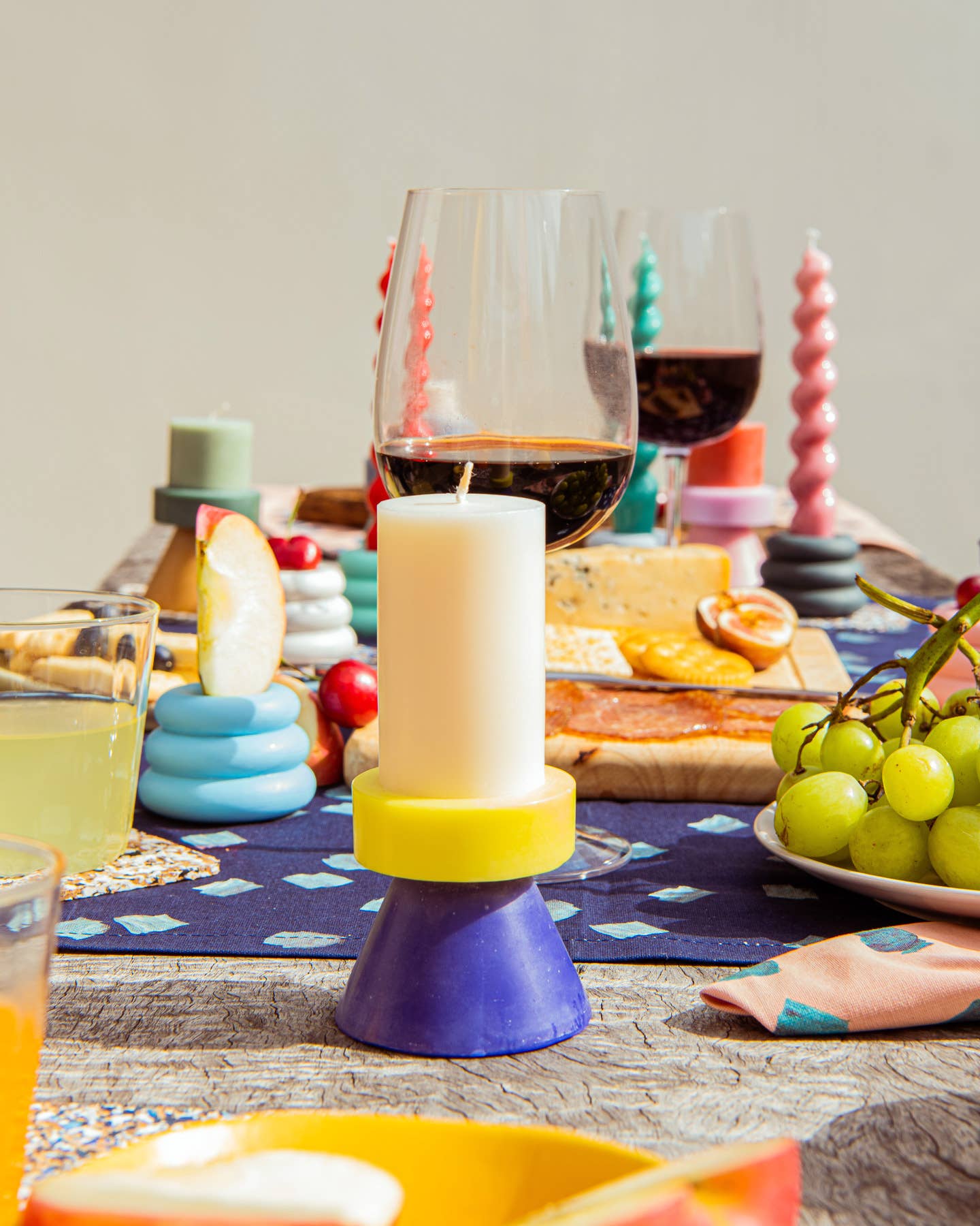 Stack Candle - Tall (WHITE/YELLOW/BLUE)