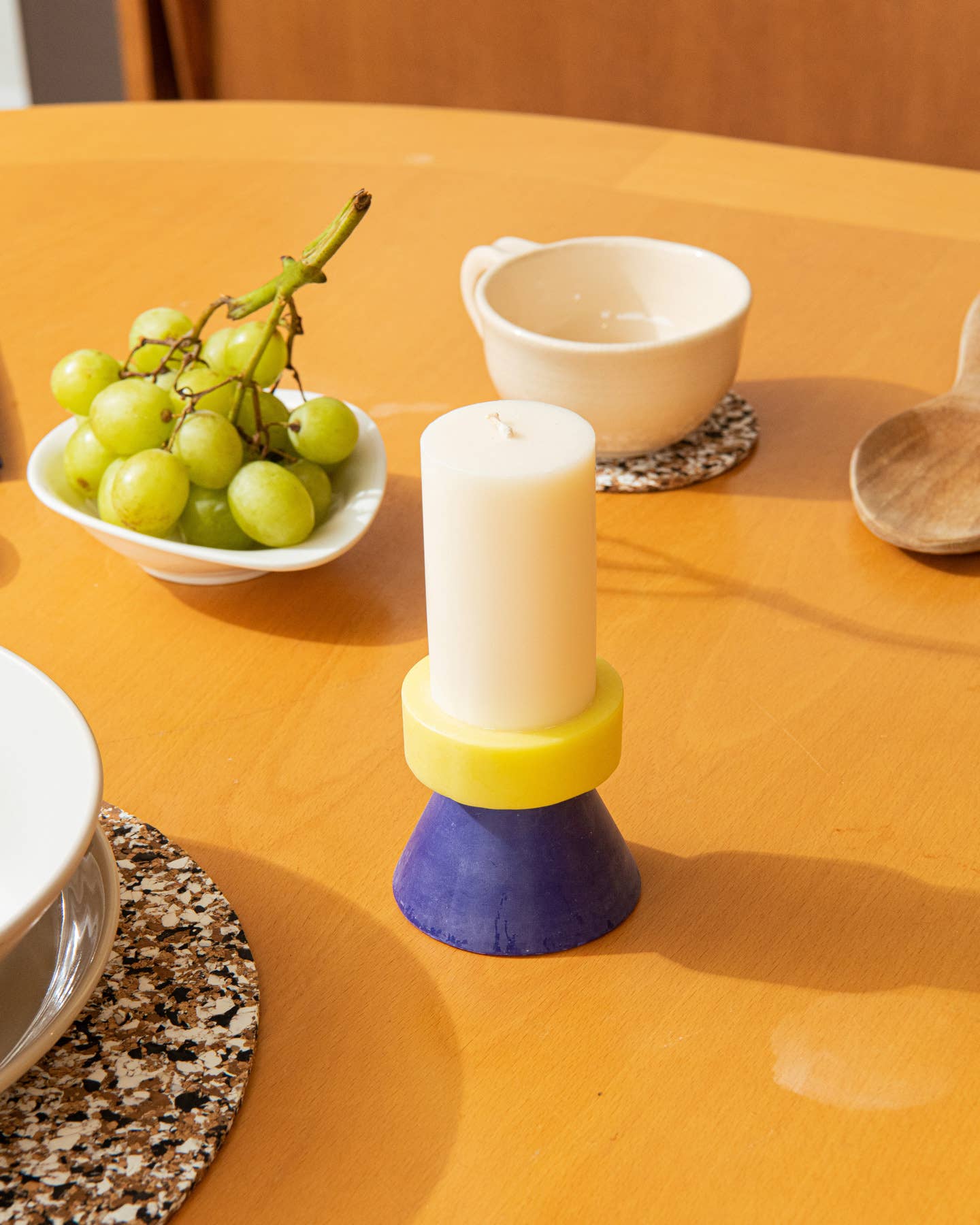 Stack Candle - Tall (WHITE/YELLOW/BLUE)