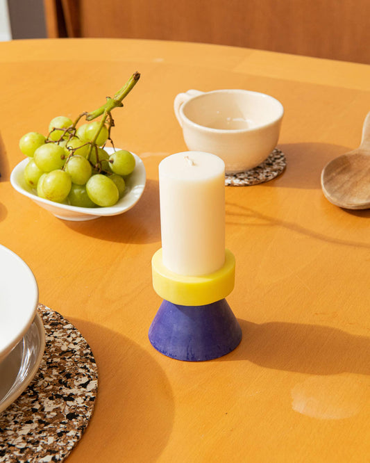 Stack Candle - Tall (WHITE/YELLOW/BLUE)