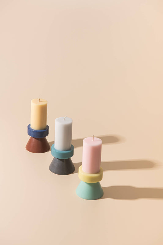 Stack Candle - Tall (FLOSS PINK/ PALE YELLOW/ MINT)