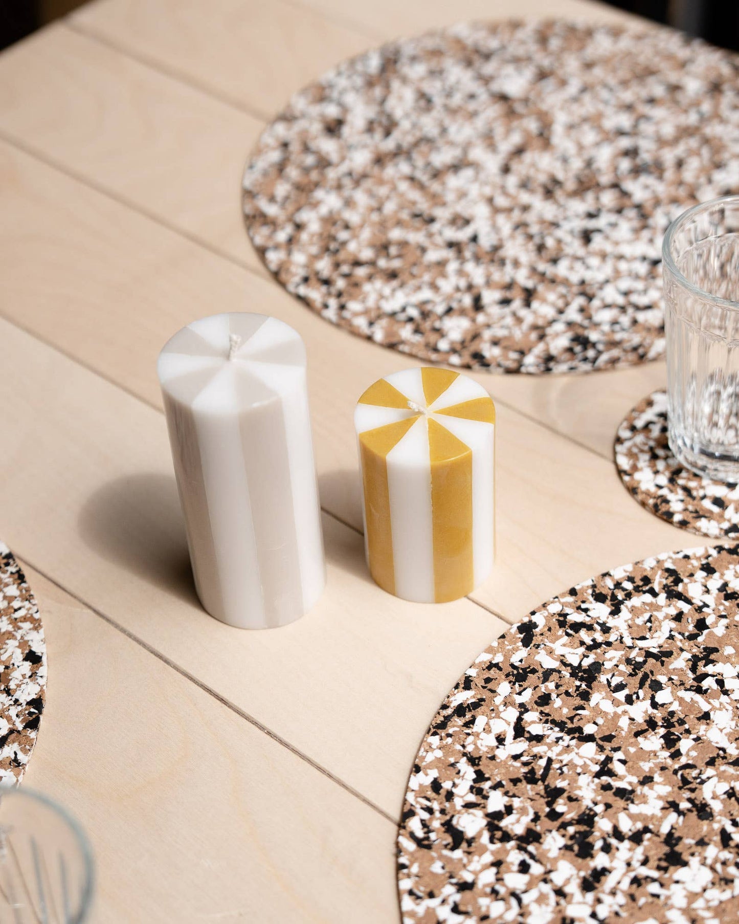 Stripe Pillar Candle - Small (SKY BLUE/ WHITE)