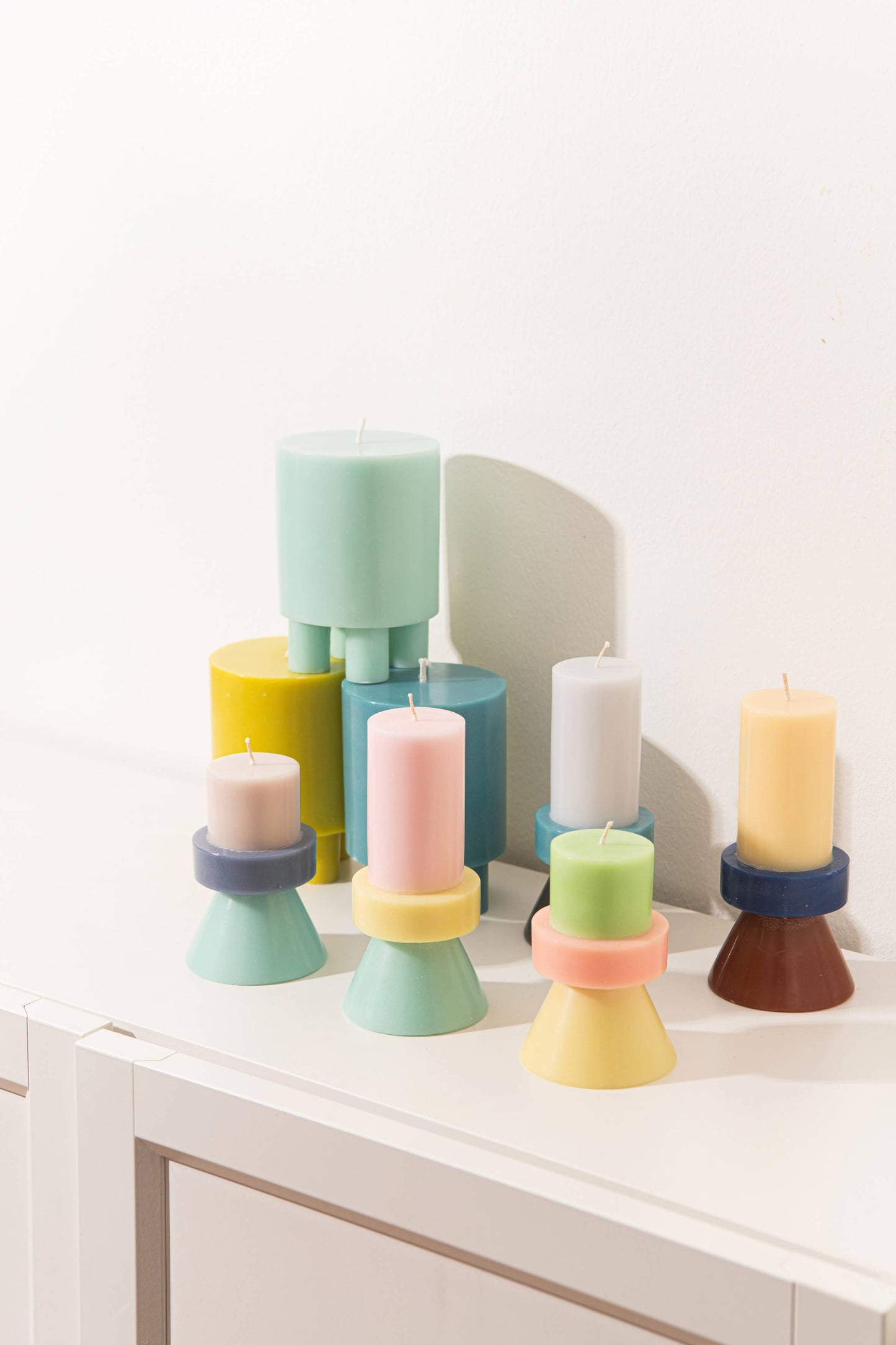 Stack Candle - Tall (FLOSS PINK/ PALE YELLOW/ MINT)