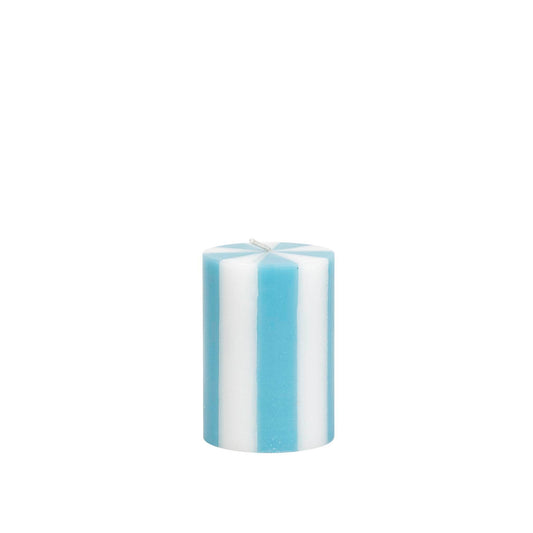 Stripe Pillar Candle - Small (SKY BLUE/ WHITE)